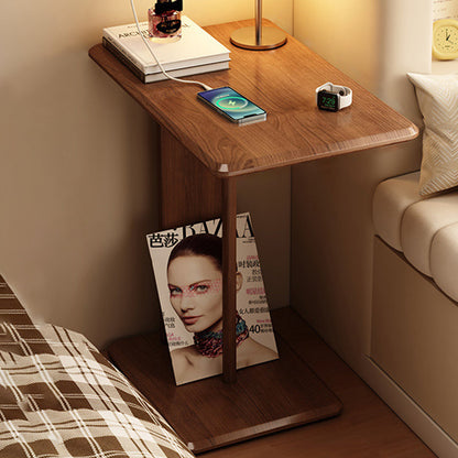 Modern Minimalist Rectangular Solid Wood Side Table 1-Tier For Living Room