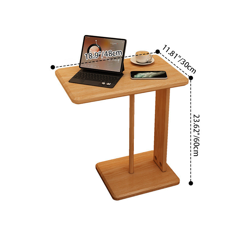 Modern Minimalist Rectangular Solid Wood Side Table 1-Tier For Living Room