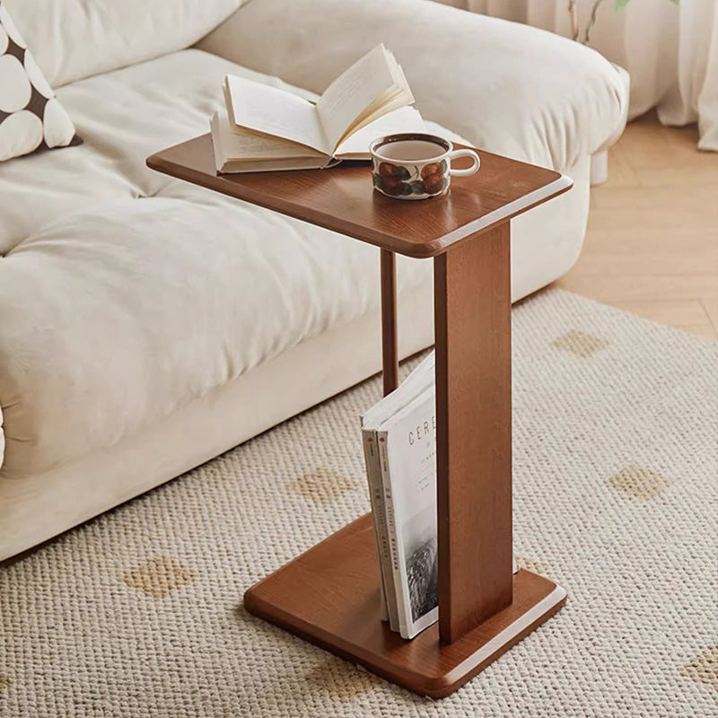 Modern Minimalist Rectangular Solid Wood Side Table 1-Tier For Living Room
