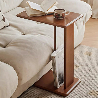 Modern Minimalist Rectangular Solid Wood Side Table 1-Tier For Living Room