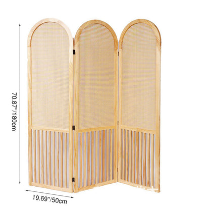 Traditional French Arched Pine Wood Plastic Rattan Room Divider For Living Room