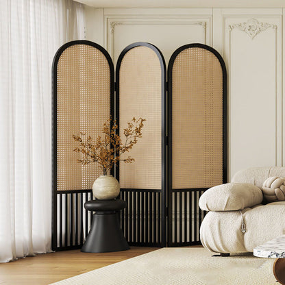 Traditional French Arched Pine Wood Plastic Rattan Room Divider For Living Room
