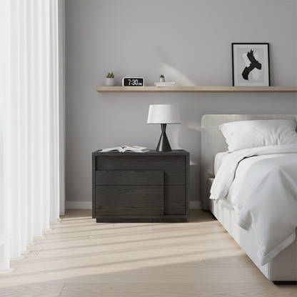 Modern Minimalist Rectangular Eco-Friendly Particle Board Eco-Friendly Multi-Layer Board Nightstand 2-Drawer For Bedroom