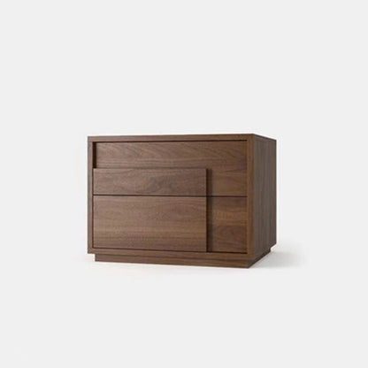 Modern Minimalist Rectangular Eco-Friendly Particle Board Eco-Friendly Multi-Layer Board Nightstand 2-Drawer For Bedroom