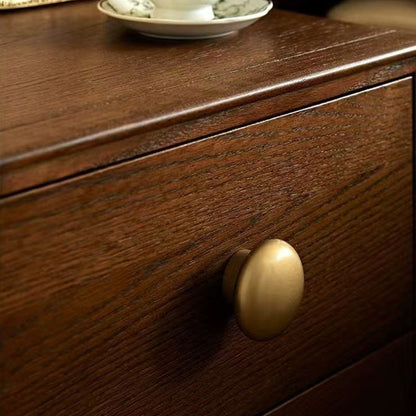 Traditional French Rectangular Pine Wood Solid Wood Nightstand 2-Drawer For Bedroom