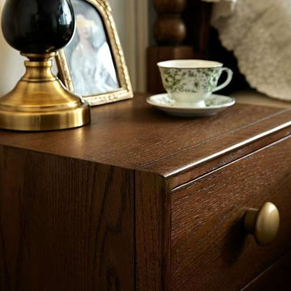 Traditional French Rectangular Pine Wood Solid Wood Nightstand 2-Drawer For Bedroom