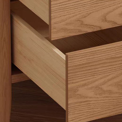 Contemporary Nordic Rectangular Solid Wood Iron Nightstand 3-Drawer For Bedroom