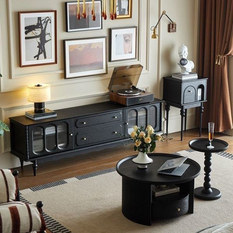 Traditional French Rectangular Pine Solid Wood Multi-Layer Plywood Nightstand 1 Drawer For Bedroom