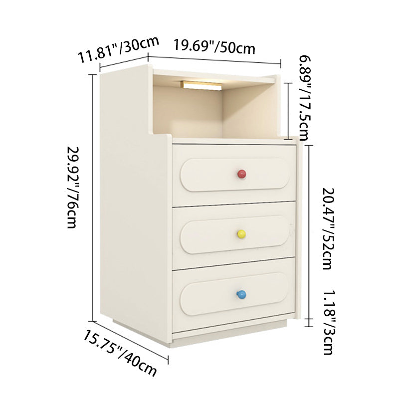 Contemporary Creative Rectangular Particleboard Nightstand 2/3 - Drawer For Bedroom