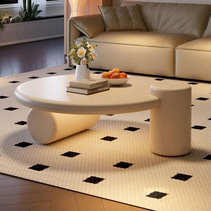 Modern Minimalist Cylindrical Solid Wood Eco-Friendly Board Coffee Table 2-Tier For Living Room