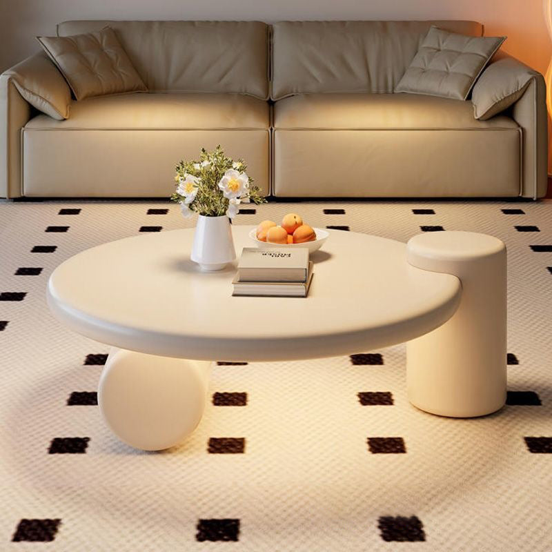 Modern Minimalist Cylindrical Solid Wood Eco-Friendly Board Coffee Table 2-Tier For Living Room