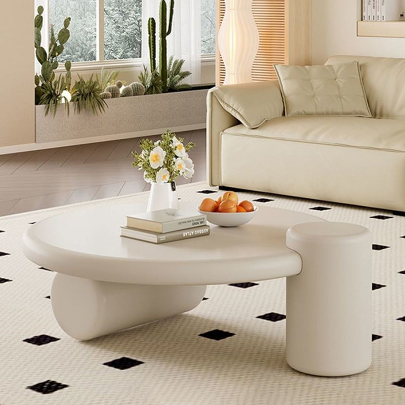 Modern Minimalist Cylindrical Solid Wood Eco-Friendly Board Coffee Table 2-Tier For Living Room