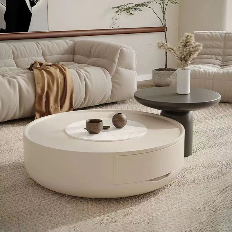 Modern Minimalist Cylindrical Medium Density Fiberboard Coffee Table 1-Tier For Living Room