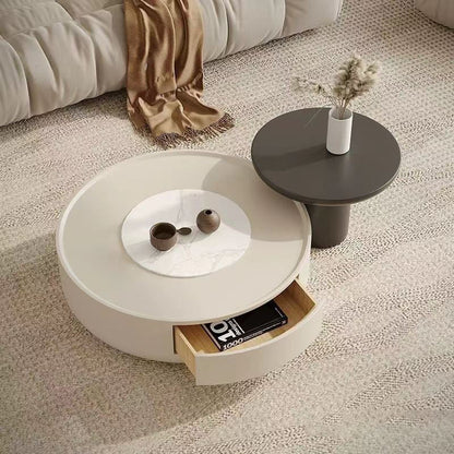 Modern Minimalist Cylindrical Medium Density Fiberboard Coffee Table 1-Tier For Living Room