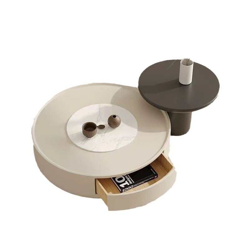 Modern Minimalist Cylindrical Medium Density Fiberboard Coffee Table 1-Tier For Living Room