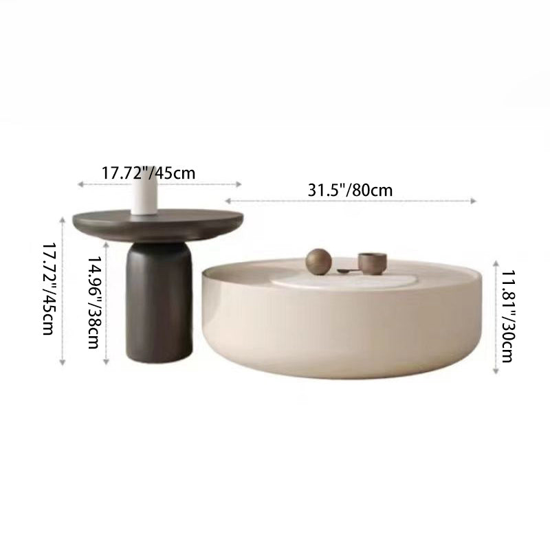 Modern Minimalist Cylindrical Medium Density Fiberboard Coffee Table 1-Tier For Living Room