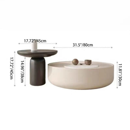 Modern Minimalist Cylindrical Medium Density Fiberboard Coffee Table 1-Tier For Living Room