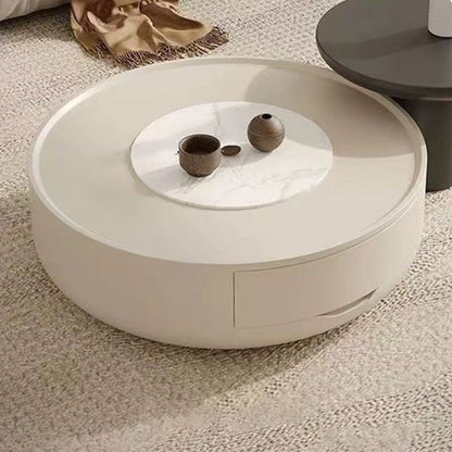Modern Minimalist Cylindrical Medium Density Fiberboard Coffee Table 1-Tier For Living Room