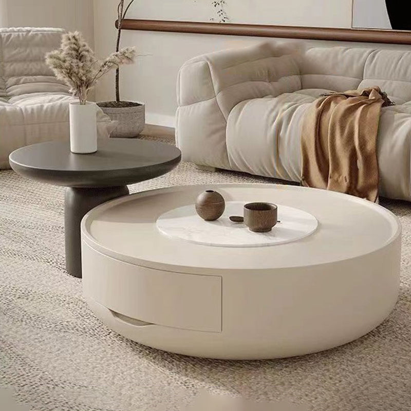 Modern Minimalist Cylindrical Medium Density Fiberboard Coffee Table 1-Tier For Living Room