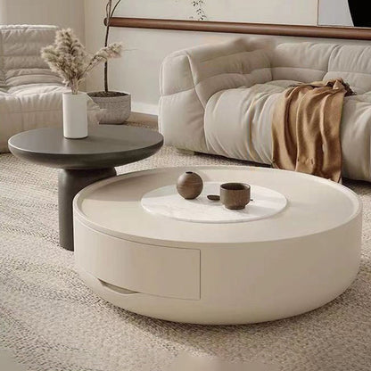Modern Minimalist Cylindrical Medium Density Fiberboard Coffee Table 1-Tier For Living Room