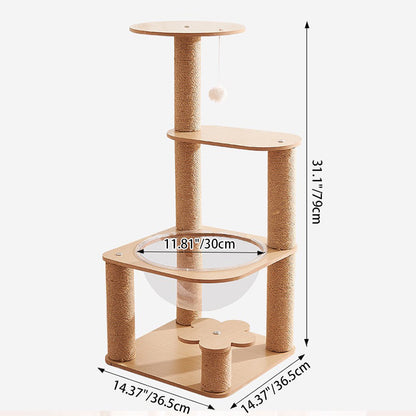 Contemporary Creative Cylindrical Flower-Shaped Medium Density Fiberboard Hemp Rope Plastic Cat Tree For Living Room