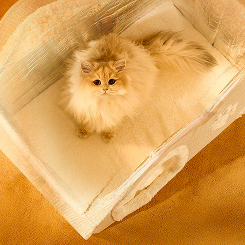 Contemporary Creative House-Shaped Arctic Wool Cat Bed For Bedroom
