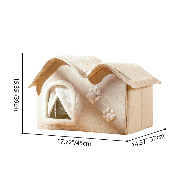 Contemporary Creative House-Shaped Arctic Wool Cat Bed For Bedroom