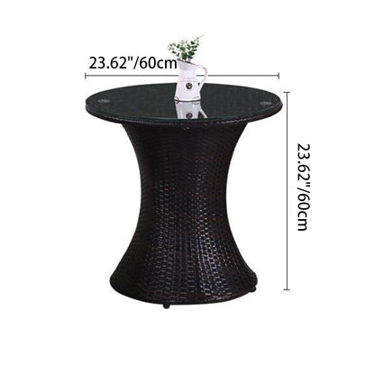 Modern Minimalist Curved Iron PE Rattan Tempered Glass Patio Dining Set 1-Tier For Outdoor