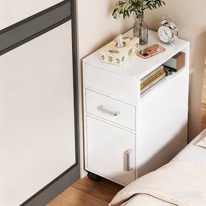 Modern Minimalist Rectangular Medium Density Fiberboard Nightstand 1-Drawer For Bedroom
