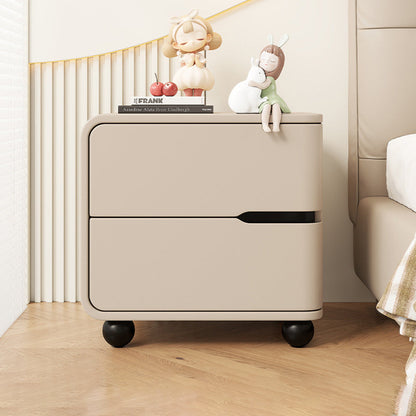 Modern Minimalist Rectangular Solid Wood Cat Paw Leather Carbon Steel Nightstand 2-Drawer For Bedroom