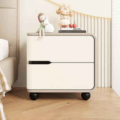 Modern Minimalist Rectangular Solid Wood Cat Paw Leather Carbon Steel Nightstand 2-Drawer For Bedroom