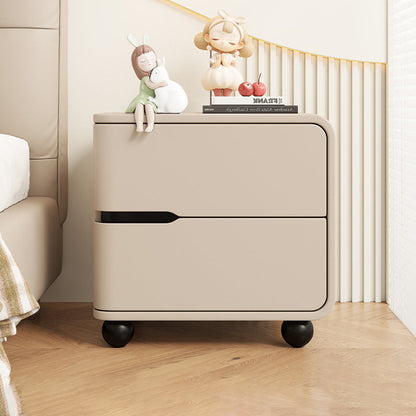 Modern Minimalist Rectangular Solid Wood Cat Paw Leather Carbon Steel Nightstand 2-Drawer For Bedroom