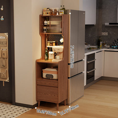 Contemporary Nordic Rectangular Rubberwood Solid Wood Carbon Crystal Panel Glass Storage Cabinet 2-Drawer For Living Room
