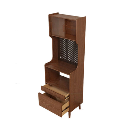 Contemporary Nordic Rectangular Rubberwood Solid Wood Carbon Crystal Panel Glass Storage Cabinet 2-Drawer For Living Room