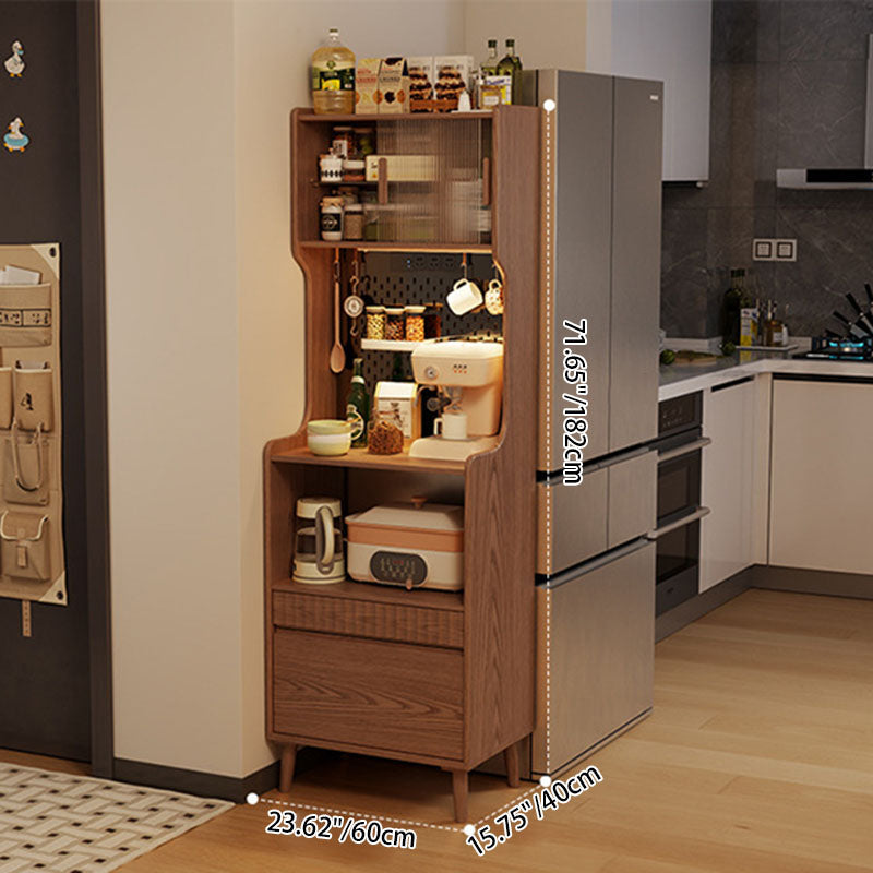 Contemporary Nordic Rectangular Rubberwood Solid Wood Carbon Crystal Panel Glass Storage Cabinet 2-Drawer For Living Room