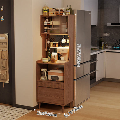 Contemporary Nordic Rectangular Rubberwood Solid Wood Carbon Crystal Panel Glass Storage Cabinet 2-Drawer For Living Room