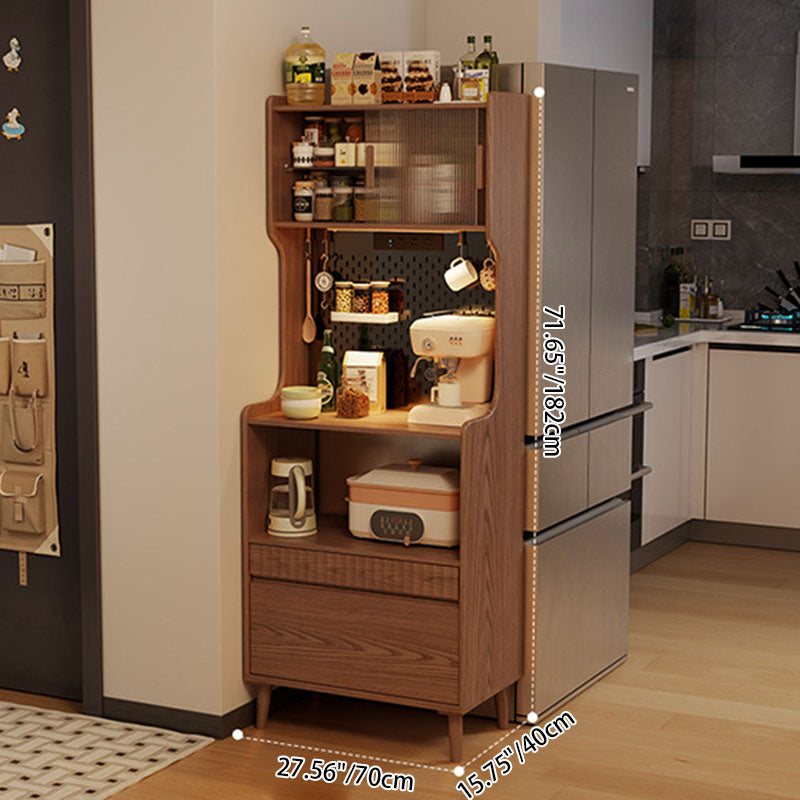 Contemporary Nordic Rectangular Rubberwood Solid Wood Carbon Crystal Panel Glass Storage Cabinet 2-Drawer For Living Room