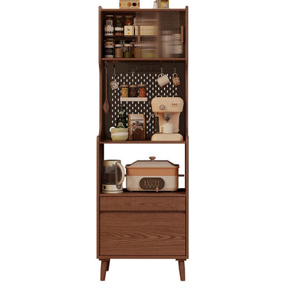 Contemporary Nordic Rectangular Rubberwood Solid Wood Carbon Crystal Panel Glass Storage Cabinet 2-Drawer For Living Room
