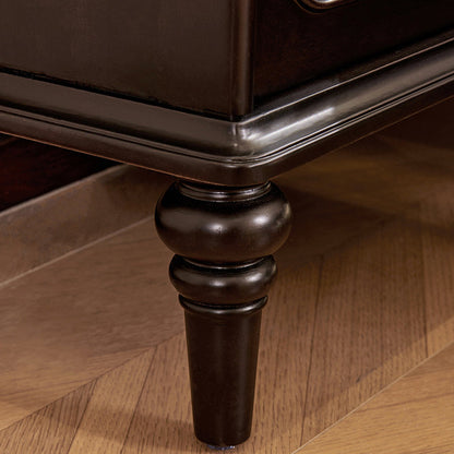 Traditional Vintage Rectangular Mahogany Rubberwood Multi-Layer Plywood Nightstand 2-Drawer For Bedroom