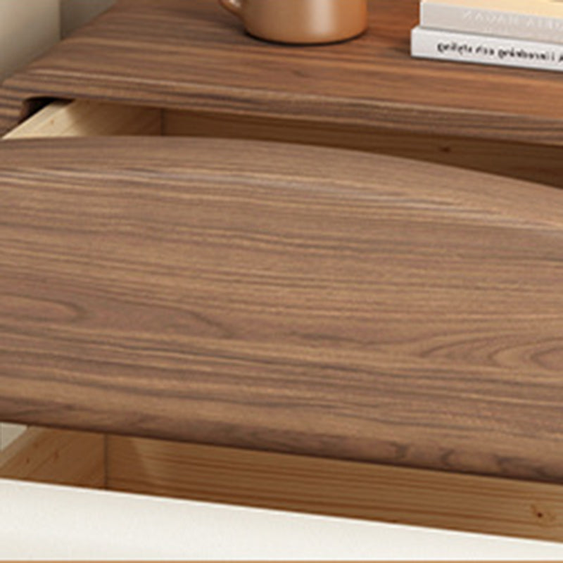 Modern Minimalist Rectangular Solid Wood Carbon Steel Cat Claw Leather Nightstand 2-Drawer For Bedroom