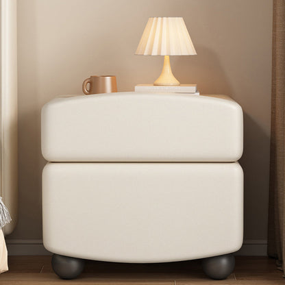 Modern Minimalist Rectangular Solid Wood Carbon Steel Cat Claw Leather Nightstand 2-Drawer For Bedroom