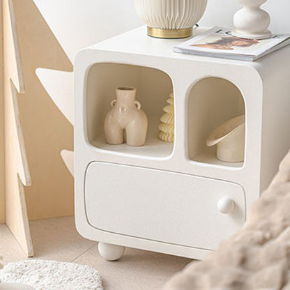 Contemporary Creative Rectangular Medium Density Fiberboard Protective Plastic Nightstand 1-Drawer For Bedroom