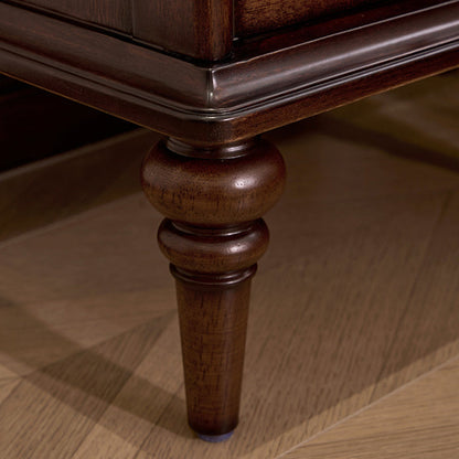 Traditional Vintage Rectangular Mahogany Rubberwood Multi-Layer Plywood Nightstand 3-Drawer For Bedroom