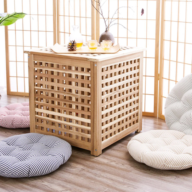 Traditional Japanese Rectangular Solid Wood Side Table 1-Storage For Living Room