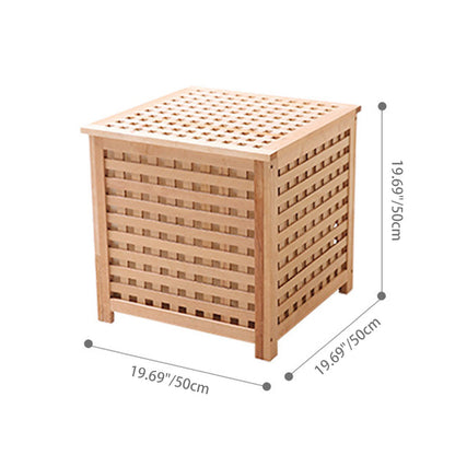 Traditional Japanese Rectangular Solid Wood Side Table 1-Storage For Living Room