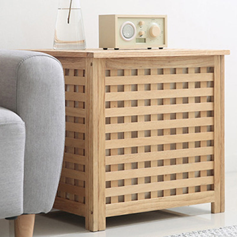 Traditional Japanese Rectangular Solid Wood Side Table 1-Storage For Living Room