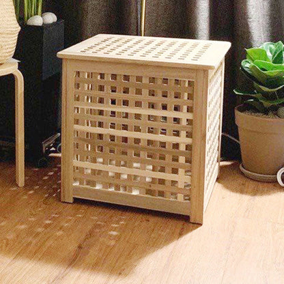 Traditional Japanese Rectangular Solid Wood Side Table 1-Storage For Living Room
