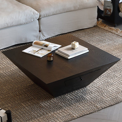 Modern Minimalist Trapezoidal Cedar Medium Density Fiberboard Coffee Table 1-Tier For Living Room
