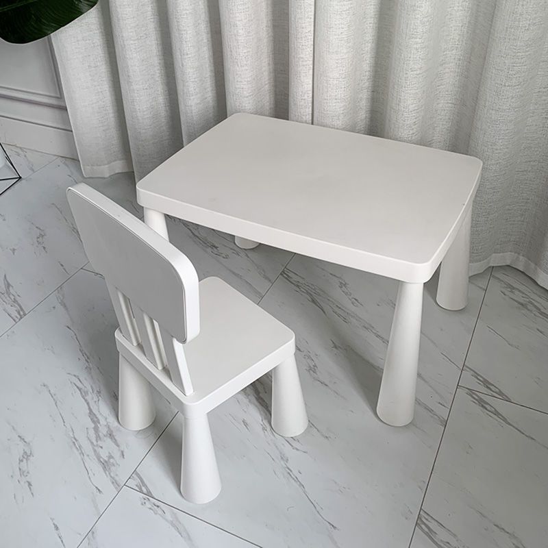 Contemporary Nordic Rectangular PE Kids Desk & Chair Set For Home Office