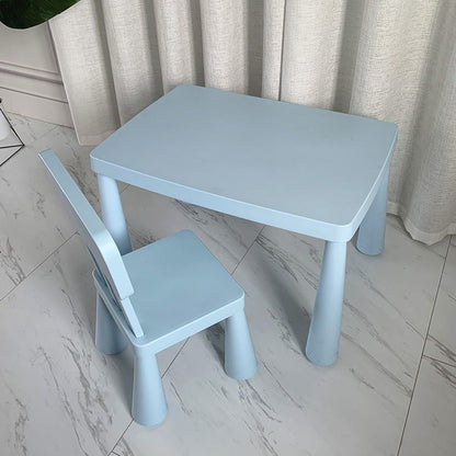 Contemporary Nordic Rectangular PE Kids Desk & Chair Set For Home Office